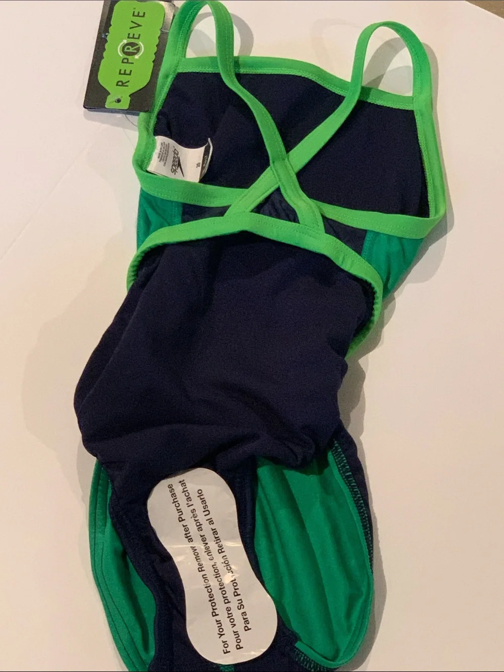 Speedo Navy and Bright Green Girls' One-Piece Swimsuit Size 20 NWT
